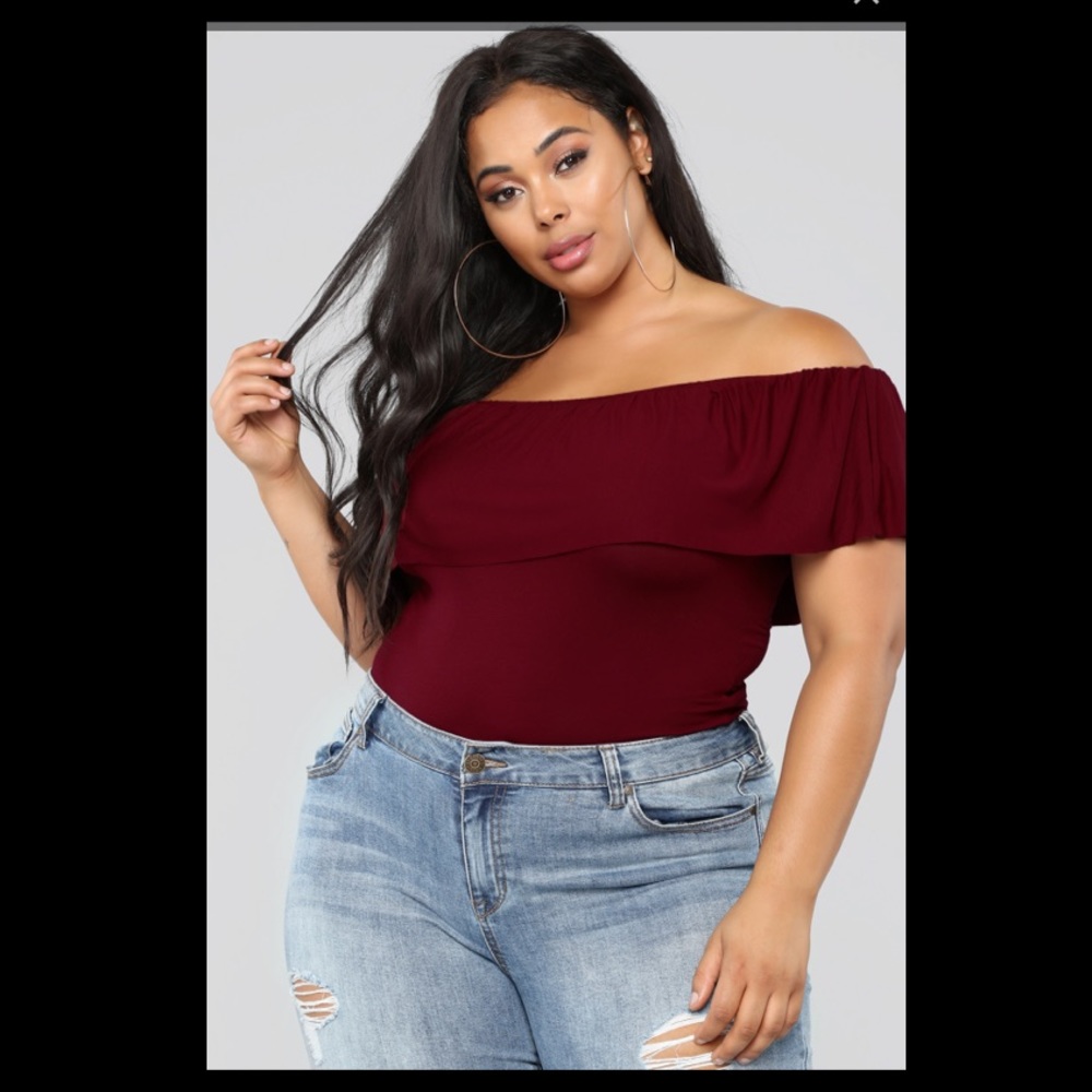 Fashion Nova Plus Size Burgundy Bodysuit